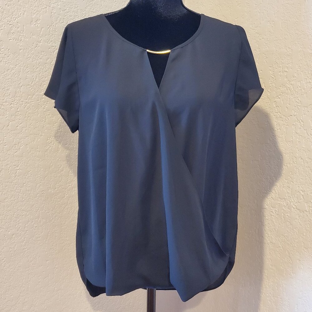 INC International Concepts Black Top with Gold Bar